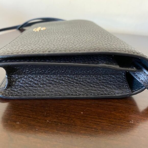 Coach F30256 Pebbled Leather Foldover Crossbody/Clutch Black - Picture 5 of 15